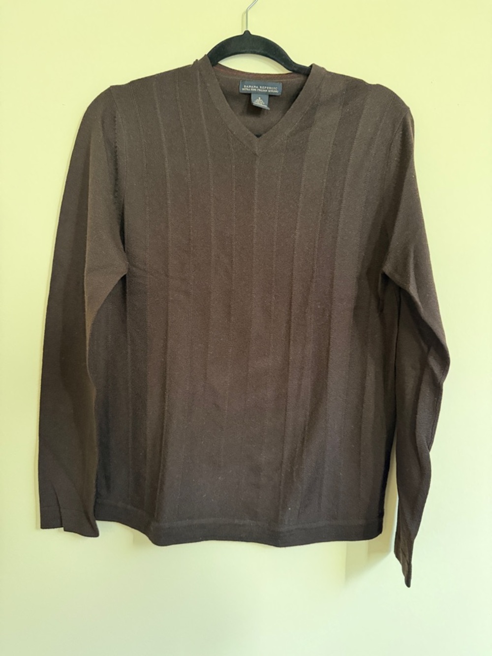Lauren Ralph Lauren Brown Ribbed V-Neck Sweater